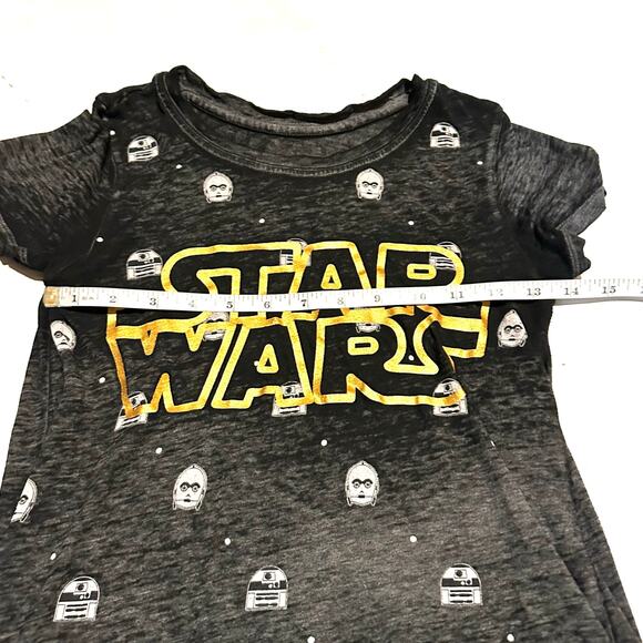 Disney Star Wars Spell-Out Gray and Gold T-Shirt Girls XL - Picture 4 of 5